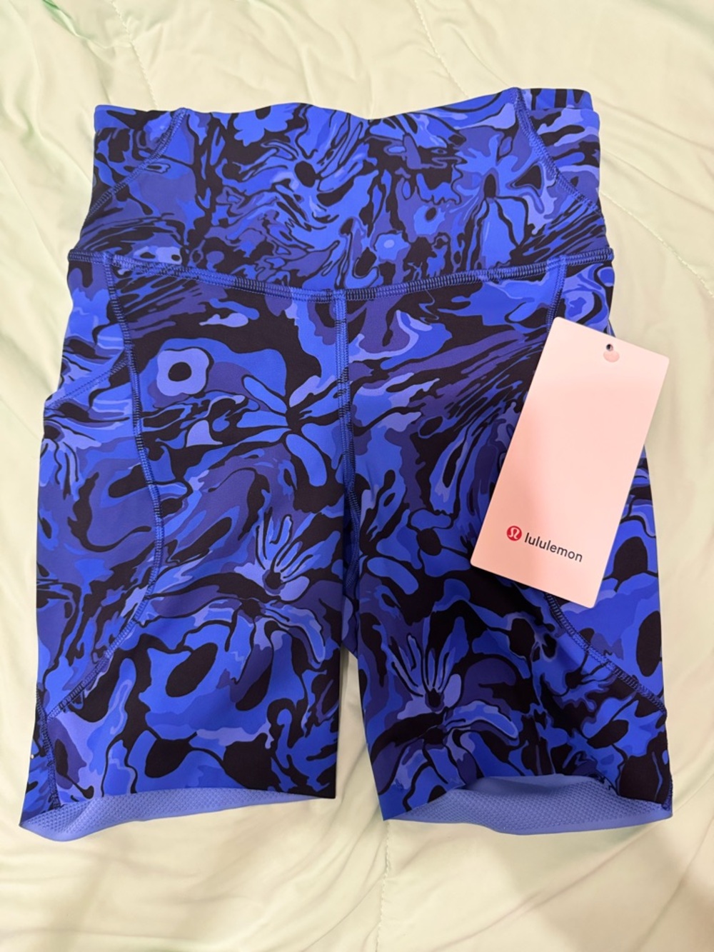 lululemon athletica Blue & Black Patterned Athletic Shorts